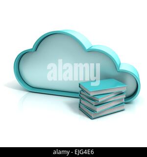 Cloud book 3d computer icon isolated Stock Photo