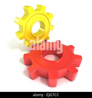 Two gear wheels, 3d concept, isolated no white background Stock Photo