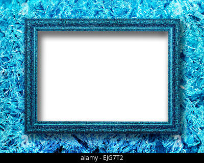 Ice illustration picture frame on a background of ice crystals Stock Photo