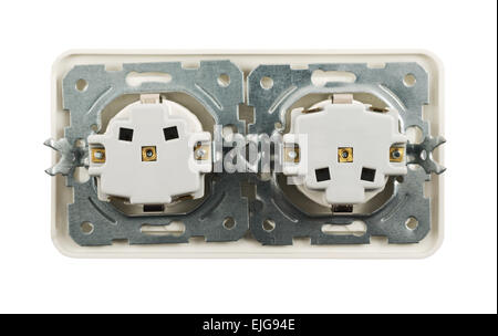 Electrical double jack socket isolated Stock Photo