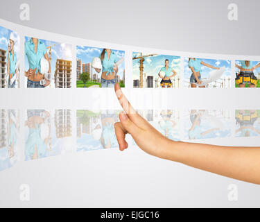 Woman on background of building Stock Photo