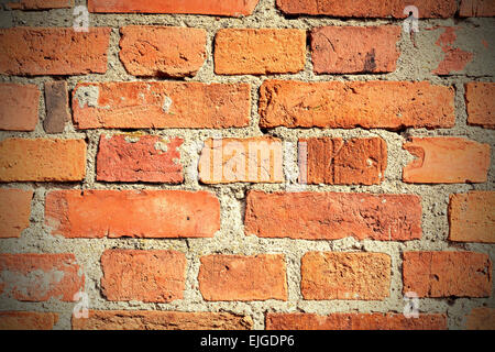 Background made of old vintage brick wall. Stock Photo