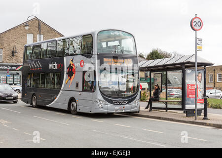 Rawtenstall a small town in Lancashire, England with a bus for Manchester Stock Photo