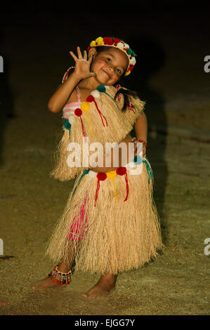 Girl performing in an Amerindian dance group, Apura, Suriname Stock Photo