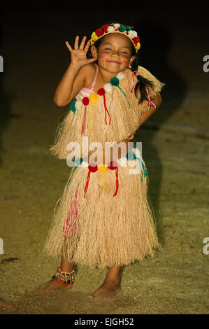 Girl performing in an Amerindian dance group, Apura, Suriname Stock Photo