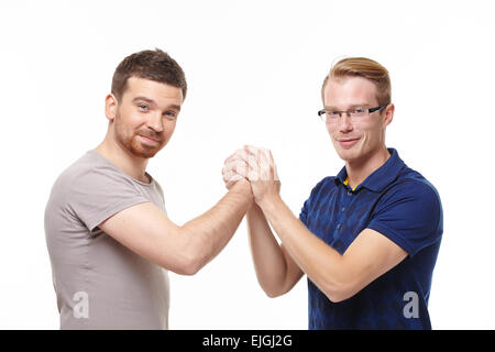 Two young men having fun talking Stock Photo