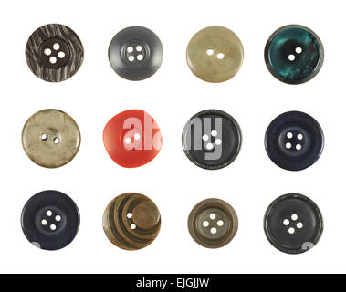 Multiple sew-through buttons isolated Stock Photo