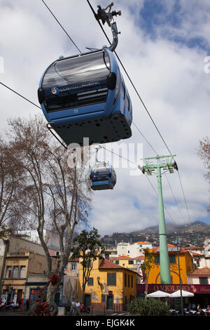 Cable car returning from Monte back to Funchal Madeira Portugal Stock Photo