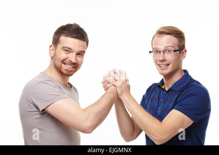 Two young men having fun talking Stock Photo