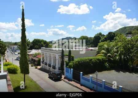 Houses in the town of San German, Puerto Rico. US territory. Caribbean Island. Stock Photo