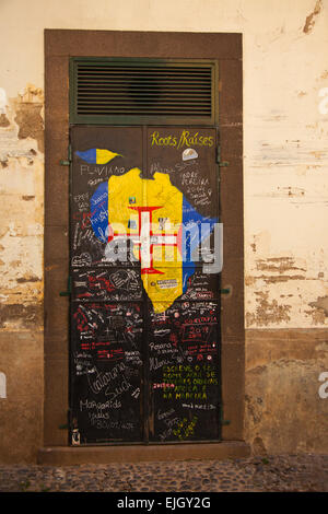 Painted door in Funchal Madeira Portugal Stock Photo