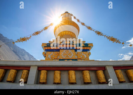 tibetan gompa in sunbeam light Stock Photo
