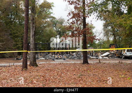 Ruins after a residential house fire Stock Photo