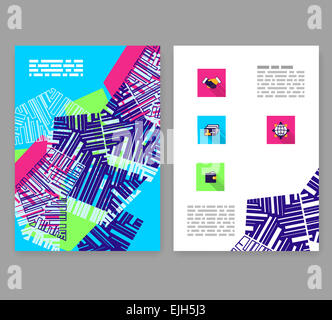 Flyer, leaflet, booklet layout. Editable design template. A4 2-fold brochure with abstract elements, infographics Stock Photo