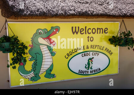 Johannesburg South Africa,African Croc City Crocodile & and Reptile Park,farm,sign,logo,entrance,logo,visitors travel traveling tour tourist tourism l Stock Photo