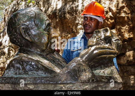 Johannesburg South Africa,Muldersdrift,Sterkfontein Caves,hominin,hominid site,human ancestor,Cradle of Humankind,cave,Robert Broom,holding Mrs. Ples, Stock Photo