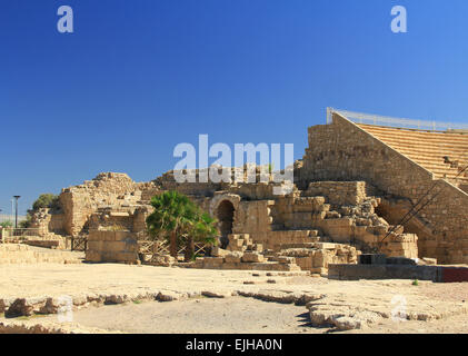 Side Entry of the Amphitheater in Caesarea Maritima National Park, Caesarea, Israel. Stock Photo