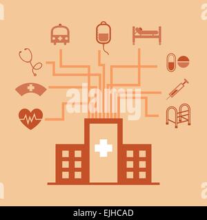 Hospital concept idea in flat style, stock vector Stock Vector