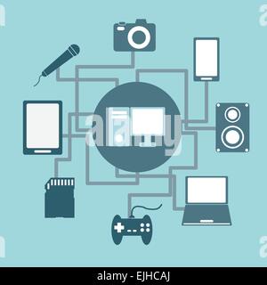 Technology connections concept idea in flat style, stock vector Stock Vector