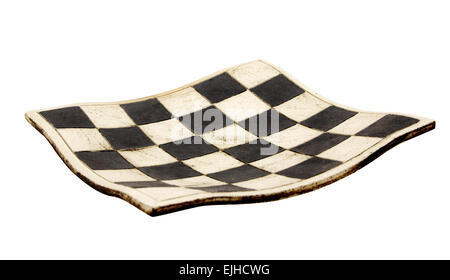 Empty curved ceramic chess board isolated on white background Stock Photo