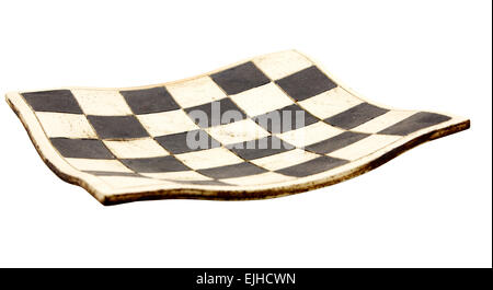 Empty curved ceramic chess board isolated on white background Stock Photo