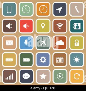 Mobile phone flat icons on brown background, stock vector Stock Vector