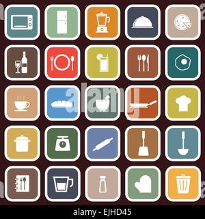 Kitchen flat icons on red background, stock vector Stock Vector