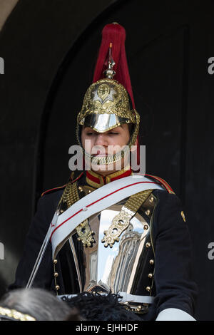 Royal Horseguards on guard in Whitehall, London, England Stock Photo