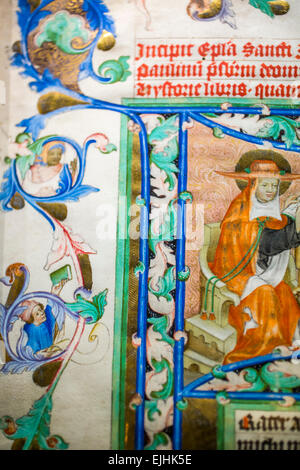 Illuminated manuscript, Plantin-Moretus Museum, Antwerp, Belgium Stock Photo