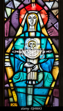 Millennium Window by Stewart Bowman, detail, All Saints Church, Brill, Buckinghamshire, England, UK Stock Photo