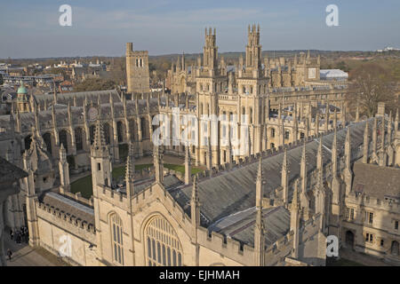 All Souls College seen from St Mary's Church tower, Oxford, Oxfordshire, England, UK. Stock Photo
