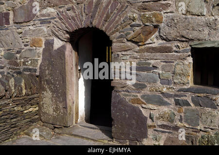 Doorway, Y Garreg Fawr slate farm house from Waunfawr , Caernarfonshire north wales, National History Museum, St Fagans,  Cardif Stock Photo
