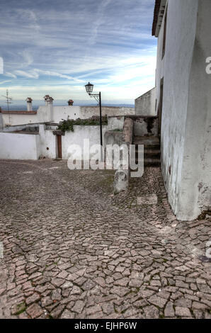 Emblematic whitewashed architecture in Marvao, Alentejo, Portalegre, Portugal Stock Photo