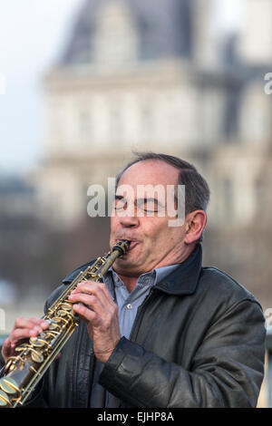 Street musician, Paris, France Stock Photo