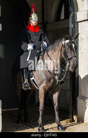 Royal Horseguards on guard in Whitehall, London, England Stock Photo
