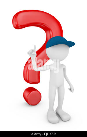 man in a cap and a question mark Stock Photo