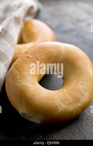 tasty bagel on black background Stock Photo
