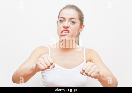 this girl means she want to annihilate you Stock Photo