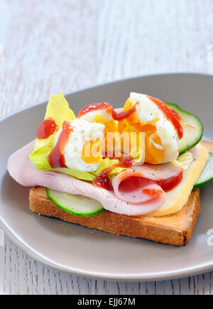 Fresh sandwiches with ham and vegetables Stock Photo