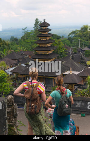 Tourists at Mother Temple of Besakih, the most important, largest and holiest temple of Hindu religion in Bali, Indonesia Stock Photo