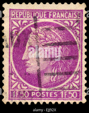 FRANCE - CIRCA 1945: Stamp printed in France, shows Ceres, from the series 'Ceres', circa 1945 Stock Photo