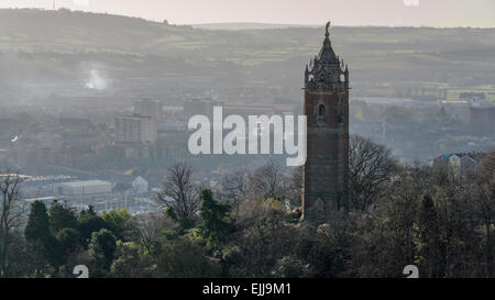 View of Cabot Tower on Brandon Hill from the Wills Memorial Building, Bristol Stock Photo