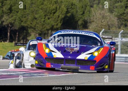 Le Castellet, France. 27th Mar, 2015. World Endurance Championship Prologue Day 1. SMP Racing Ferrari F458 Italia driven by Victor Shaytar, Andrea Bertolini and Aleksey Basov. © Action Plus Sports/Alamy Live News Stock Photo