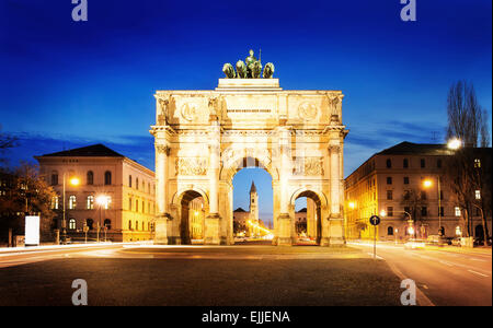 The Siegestor (english: Victory Arch) in Munich  Bavaria, Germany Stock Photo