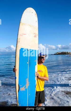 Surf instructor at Kaanapali Beach on Maui Stock Photo