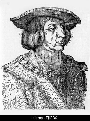 Maximilian I of Habsburg (22 March 1459 – 12 January 1519), the son of Frederick III, Holy Roman Emperor and Eleanor of Portugal Stock Photo