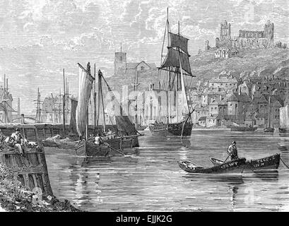 port of Whitby, engraving from Selections from the Journal of John Wesley, 1891 Stock Photo