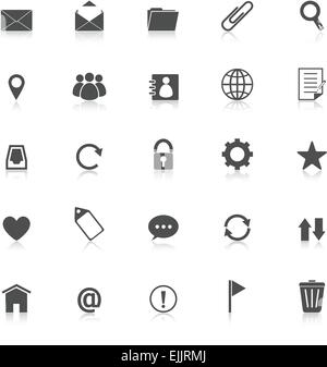Web and internet icons with reflect on black background, stock vector ...