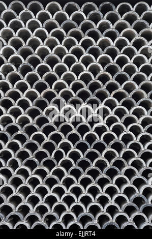 Grey roof tiles used as wall decoration, China Stock Photo