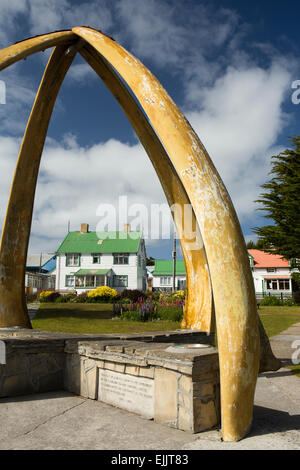 Falklands, Port Stanley, whalebone arch, erected in 1933 to celebrate the centenary of British rule Stock Photo